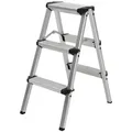 Craftfull Trittleiter Aluminium 3 Jahre Garantie 2-5 Stufen Klapptritt Leiter (Haushaltsleiter, Stehleiter, Leiter aus Alu, Leiter, Trittleiter, Klappleiter, Multifunktionsleiter, Sicherheitsleiter, Doppel-Klapptritt, Anti-Rutsch, Sicherheitsbügel), Haushaltsleiter Stufen Leiter Arbeitsleiter Arbeitsbühne klappbar silberfarben 2 x 3 Stufen