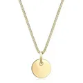 Elli Kette mit Anhänger Panzerkette mit Kreis Rund Plättchen 925 Silber, Geo goldfarben 45