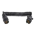 Pro Plus Spiral-Anhängerkabel, 3m mit 2 Steckern 7-polig aus PVC