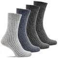 Frostfighter Herren Norweger Wintersocken (4x Paar) Thermosocken mit Wolle, Anthrazit Blau Grau (43-46)