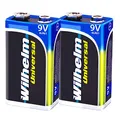 2 x Wilhelm Universal 9V Block Batterien auch für 10 Jahres Rauchmelder geeignet Longlife Blockbatterie für maximale Lebensdauer 6LR61 9 Volt