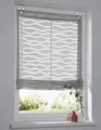 Raffrollo Enya grau mit Ösen Raffgardine Ausbrenner Welle halbtransparent B 45 x H 140 cm