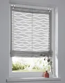 Raffrollo Enya grau mit Ösen Raffgardine Ausbrenner Welle halbtransparent B 45 x H 140 cm