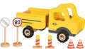 Baustellenfahrzeug mit Verkehrsschildern