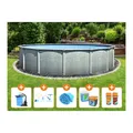 Steinbach Aktionsangebot Stahlwand Swimming Pool Set "Grande rund", Ø 549 x 135 cm, Zubehörset S (inkl. Filteranlage, Grundreinigungsset, Solarabdeckplane, Chlorgranulat, Chlortabs, pH - (minus) Granulat, Algezid)