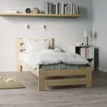 Holzbett 100x200 cm mit Lattenrost Modern Bett Bed Kiefer Massiv Bettgestell Einzelbett Massivholzbett Klassisch | Komfortabel & Langlebig | Skandinavisch Boho Landhaus Kopfteil hoch natur