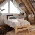 Home Collective Holzbett 100x200 cm mit Lattenrost Modern Bett Bed Kiefer Massiv Bettgestell Einzelbett Massivholzbett Klassisch Komfortabel & Langlebig Skandinavisch Boho Landhaus Kopfteil hoch natur