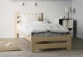 Home Collective Holzbett mit Lattenrost Modern Bett Kiefer Bettgestell Massivholzbett Klassisch (90x200, 120x200, 140x200, 160x200 cm), Einzelbett, Skandi Boho Landhaus Kopfteil hoch 100x200 cm natur