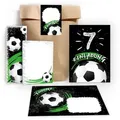 JUNAPACK Einladungskarten Fußball zum 7. Geburtstag Einladungen Karten mit Umschlägen Mitgebsel, Mitbringsel Set Fussball Gastgeschenke zum siebten Kindergeburtstag