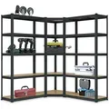 Juskys 3er Metall Regalsystem Basic - 1 Eckregal & 2 Lagerregale - 2625 kg - Grau - Grau/Braun