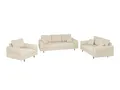 S-Style Möbel Set Sofa 3 Sitzer 2 Sitzer Sessel Couch 3 Stück Holzfüße Braun Freistehend Chenille Stoff Bjorn Beige