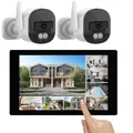 VisorTech Überwachungssystem: WLAN-6-Überwachungsrekorder, 10,1"-Touchscreen-Monitor, 2X 2K-Kameras (Überwachungskamera mit Bildschirm, Ueberwachungskamera-Sets, Camara)