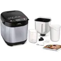 Tefal Brotbackautomat Pain & Délices, 20 Backprogramme, 3 Brotgrößen und Bräunungsstufen einstellbar, auch für Kuchen - Pizza - Nudelteig, Backform antihaftbeschichtet, schwarz/Edelstahl, PF240E