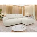MIRJAN24 Ecksofa Fiorano, mit Bettkasten und Schlaffunktion, Rückenlehne in Form beweglicher Kissen beige