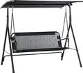 Outsunny 2-Sitzer Hollywoodschaukel mit Sonnendach Patio Terrasse Schwarz