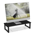 Relaxdays Monitorständer, ergonomische Bildschirmerhöhung für Schreibtisch, HBT: 15x55x23 cm, Industrial Design, schwarz