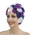 Fashy - Badehaube Neylon Blüten Lila Blau Weiß 3454-55 Damen Bademode Badekappe