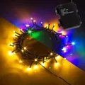 Innen Aussen Lichterkette 40 LEDs warmweiß und bunt mit 6-Stunden Timer Batterie