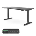 Ergotopia Desktopia Pro X Elektrisch höhenverstellbarer Schreibtisch, Ergonomischer Stehtisch für Büro oder Home Office (Schwarz, Gestell Schwarz, 180 x 80 cm)