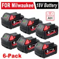 6X Für Milwaukee M18B5 18V XC 5.0Ah 48-11-1852 Li-Ion  akku 48-11-1860