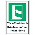 Tür öffnet durch Drücken auf der linken Seite Aufkleber A6 (105x148mm)