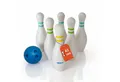 alldoro Spiel XXL Bowling-Spiel für Kinder, Familienspiel für drinnen & draußen, Riesen-Kegelspiel mit Tragetasche, 6 befüllbaren Pins 42 cm & 1 Kugel