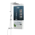 Überkopfbrause-Set mit Thermostatarmatur - Regendusche -  Chrom - eckig