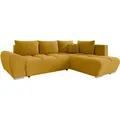 Mirjan24 Ecksofa, Currygelb, Textil, 5-Sitzer, Ottomane rechts,L-Form, 290x183 cm, Wohnzimmer, Sofas & Couches, Wohnlandschaften, Ecksofas