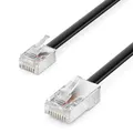 deleyCON 10m Telefonkabel RJ11 auf RJ45 Modularkabel Flachkabel RJ11 Stecker zu RJ45 Netzwerk Stecker Telefondose Modem Router Fax ISDN DSL VDSL Internet Schwarz