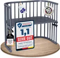 Babybay Maxi-Kinderbett, schiefergrau, höhenverstellbar, aus massivem Buchenholz