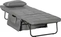 HOMCOM 4-in-1 Einzelbett Klappbett Gästebett klappbare Reisebett Sessel Ottomane mit 8 cm Matratze 5-Stufen Höhenverstellbar mit stabilem Stahlrahmen Grau 188 x 75 x 38 cm