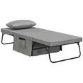 HOMCOM 4-in-1 Klappbett 75x190 cm, Erwachsene Gästebett Klappbar mit 8 cm Dicker Schaumstoff, Reisebett mit Metallrahmen, 5-stufig höhenverstellbares Einzelbett mit Kissen, bis 150 kg belastbar