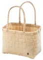 Shopper Einkaufstasche Henkeltasche BEZ aus PE geflochten mit PU Henkeln beige
