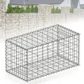 Floordirekt Gabionenkorb Lenox, Steinkorb verzinkter Stahl, Sichtschutz Gartenbegrenzung, Drahtkorb Gabionenwand, Außenbereich Trennwand, 100x50x5... - Silber