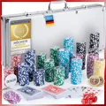 Profi Pokerkoffer Pokerset Pokerchips 12g Metallkern Casino Karten Texas Holdem
