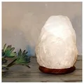 HIMALAYA SALT DREAMS Salzkristall-Tischlampe Rock, Leuchtmittel wechselbar, Warmweiß, Handgefertigt - jeder Stein ein Unikat, H: ca.18 cm, ca. 2-3kg weiß