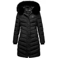 REPUBLIX Winterjacke AITANA Damen Gefütterte Dicke Winter Jacke Mantel Parka mit Kapuze schwarz M