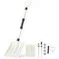 COSTWAY Schneeschaufel, 116,5cm langer Schneeschieber mit ergonomischem Griff & Aluminiumstiel, Leichter Schneeräumer für Auffahrt, Schneemann Spielen