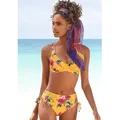 Bügel-Bikini-Top SUNSEEKER "Modern", Damen, Gr. 36, Cup C, gelb (gelb, bedruckt), Polyamid, bedruckt, floral, Bikini-Oberteile, in kompakterer Form, Topseller