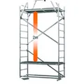 Arbeitsgerüst 2. Aufstockung MONTO® ClimTec, zusätzliche Arbeitshöhe 2 m, höhenverstellbare Belagbühne mit Luke, V-Traverse, bis 200 kg/m², Aluminium 403298