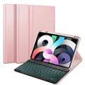 FINTIE Tastatur Hülle für iPad Air 11 Zoll 2025/2024 (M3/M2), iPad Air 5 2022/ Air 4 10.9" - 7 Farben Beleuchtete Abnehmbare QWERTZ Keyboard, TPU Rückseite Schutzhülle mit Stifthalter, Roségold