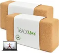 BACKLAXX® Yoga Block 2er-Set aus Kork | 100% nachhaltiger Yogablock | perfektes Yoga Zubehör | 2 Yogablöcke inkl. Anwendungsvideos | Yogablock 2er-Set | Pilates Block