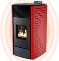 NEMAXX® P12 Pelletofen 13,6 kW  bis 300 m³ – Auto-Reinigungszyklus, ECO-Modus, Wochenprogramm & mechanische Reinigungsunterstützung – Rot