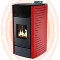 NEMAXX® P12 Pelletofen 13,6 kW  bis 300 m3 – Auto-Reinigungszyklus, ECO-Modus, Wochenprogramm & mechanische Reinigungsunterstützung – Rot - Rot