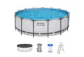 Bestway Framepool Steel Pro MAX™ (Set, Inkl. Filterpumpe, Sicherheitsleiter, Abdeckplane), Ø 457 x 122 cm