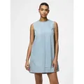 pieces Jeanskleid PCFLORA SL MINI DENIM DRESS NOOS mit A-Linien-Schnitt blau XL (42)