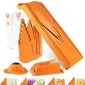 Börner Gemüsehobel V3 (Profi Set) • Multifunktionaler Gemüseschneider für Scheiben, Julienne, Würfel • Verstellbarer V-Hobel • Edelstahl V-Klinge • Küchenhobel Set • Farbe: Orange