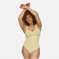 cfab (creamy fabrics) Miederbody Bodysuit Sculpting Shapewear mit Slip-Baby Yellow-3XL (1-tlg) Figurformend gelb 3XL