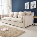 Gro�es Hussensofa HEAVEN 202cm natur 3er Sofa Leinenstoff inkl. Kissen Couch