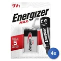 4x Energizer Max – 9V Batterie Einweg - Lose - Alkanie -